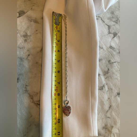 Fossil Pink crystals heart charm with chain 💖 - Picture 8 of 8